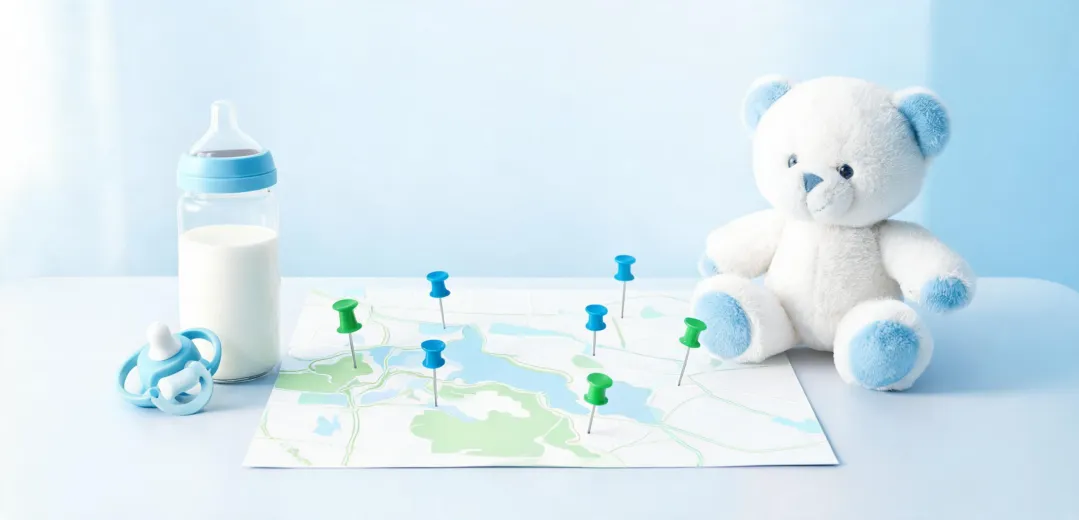 Mam contact map and nursery product illustration